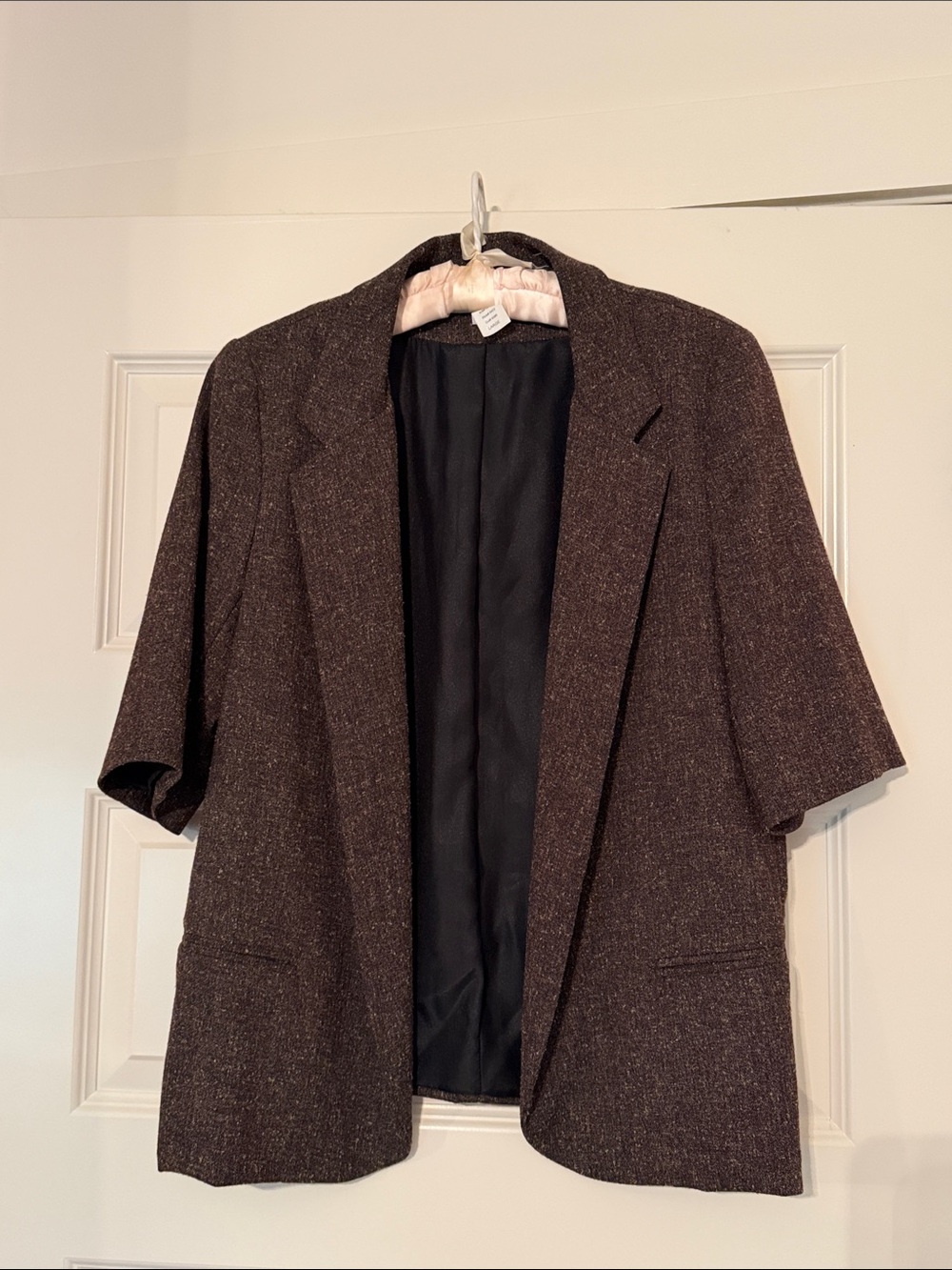 Womens Open-Front Short-Sleeve Blazer Jacket - Brown - necessary objects!